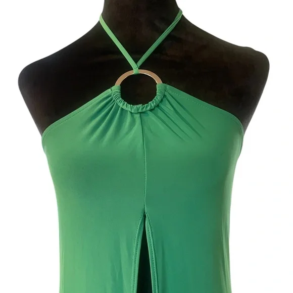 Emerald Green Goddess Halter Dress Top, Large, New - Picture 6 of 7